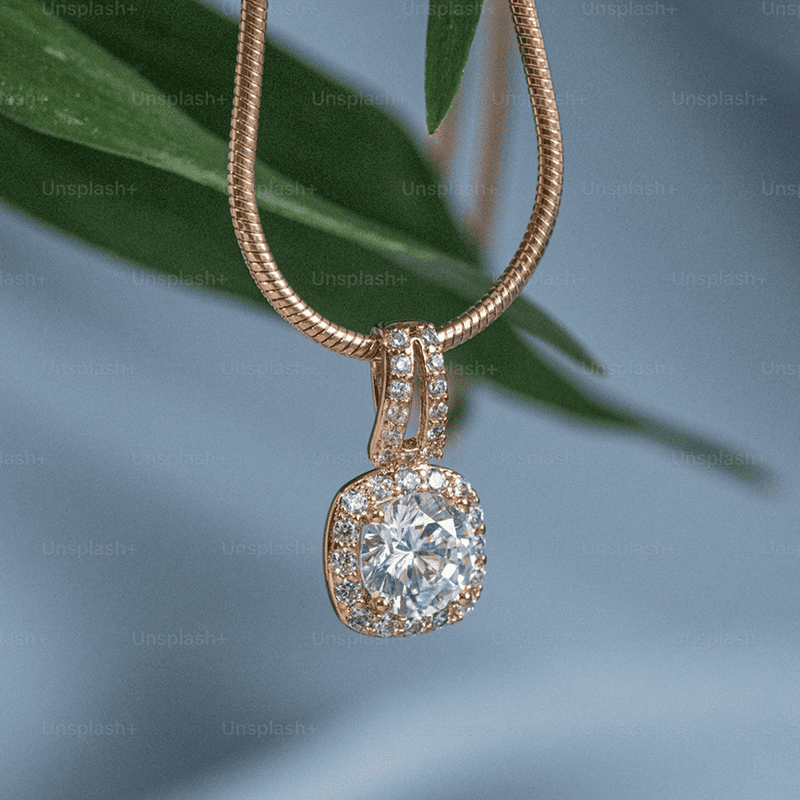 Gold Pendant Necklace with Diamond Accent