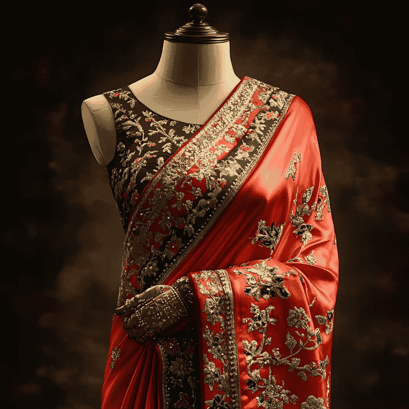 Classic Silk Saree with Intricate Zari Work and Traditional Elegance