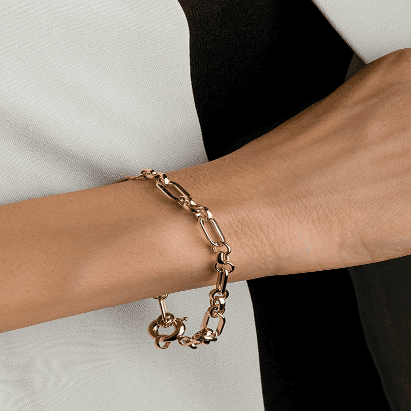 Gold Charm Bracelet with Heart Pendants